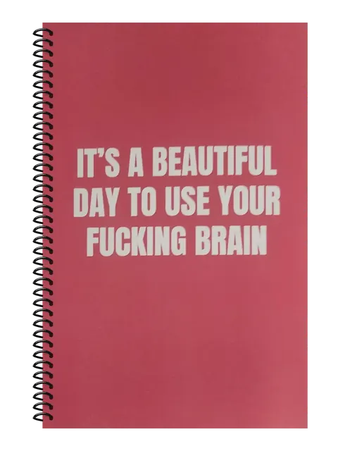 It's a Beautiful Day to Use Your Fucking Brain funny spiral notebook in rose (Burnout Rose) – 5.5 x 8.5 inch college ruled office notebook by Office Snarky