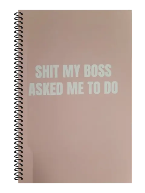 Shit My Boss Asked Me to Do funny spiral notebook in light pink (HR Pink) – 5.5 x 8.5 inch college ruled office notebook by Office Snarky