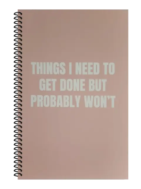 Things I Need to Get Done but Probably Won't funny spiral notebook in light pink (HR Pink) – 5.5 x 8.5 inch college ruled office notebook by Office Snarky