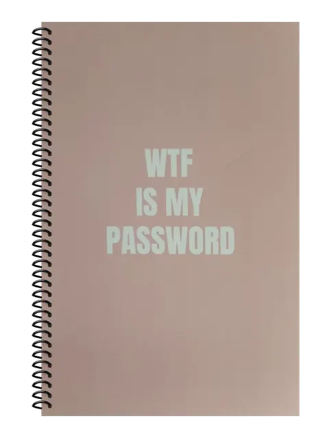 WTF Is My Password funny spiral notebook in light pink (HR Pink) – 5.5 x 8.5 inch college ruled office notebook by Office Snarky
